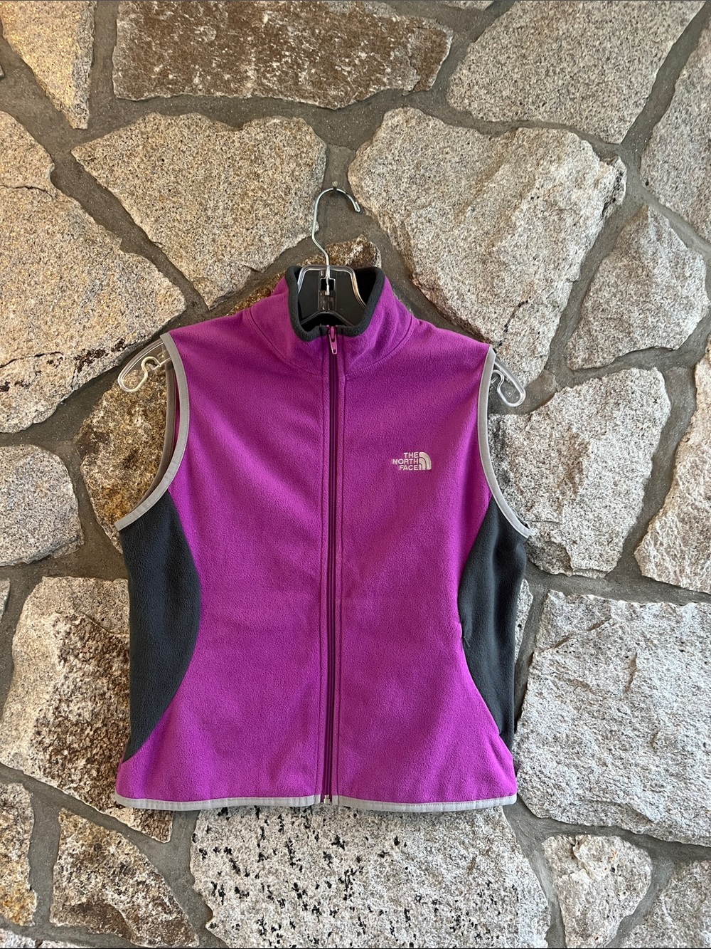 The North Face Women's Magenta Fleece Vest with Black Side Panels
